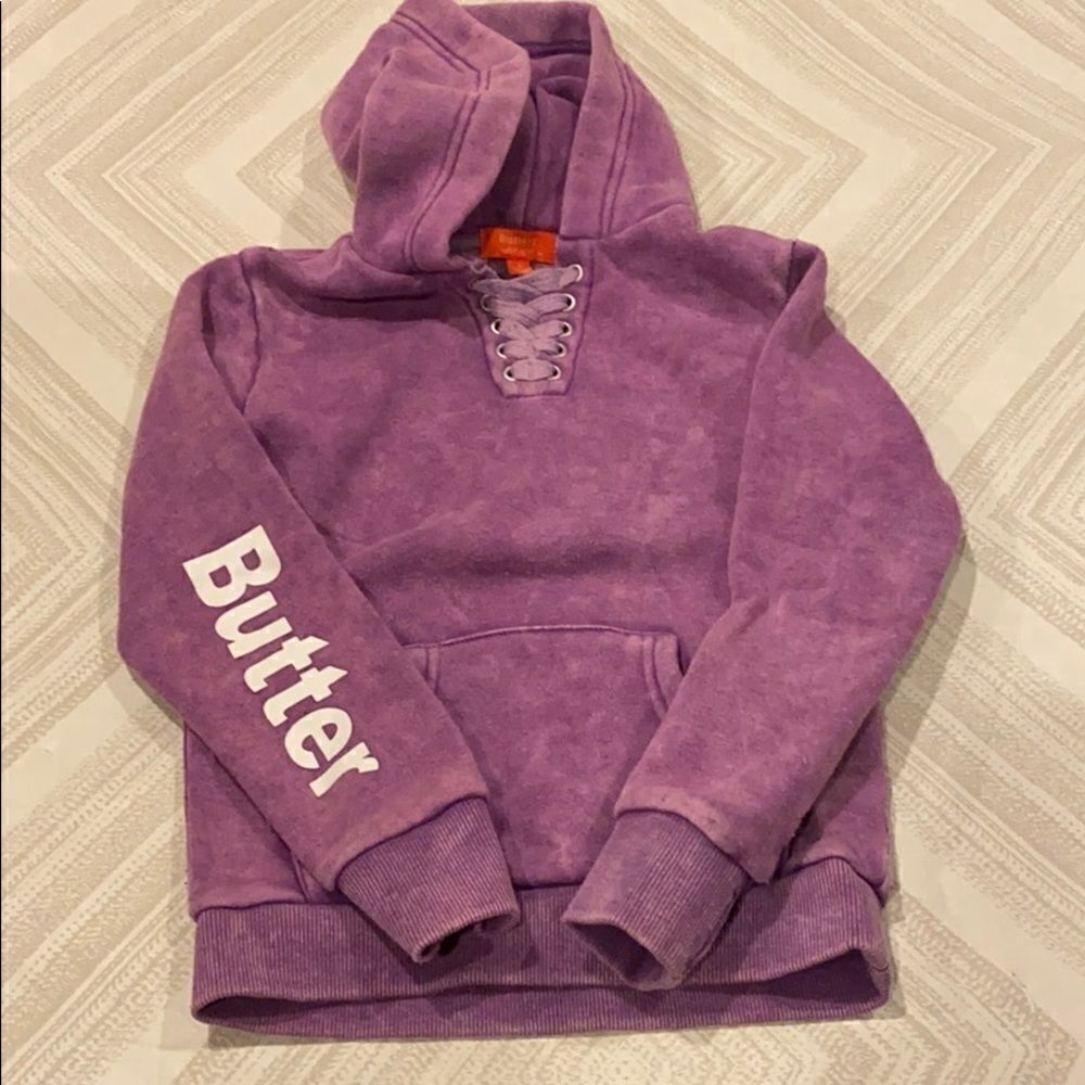 Butter Girls Purple Pocket Hoodie Sparkle Sweatshirt Size 5